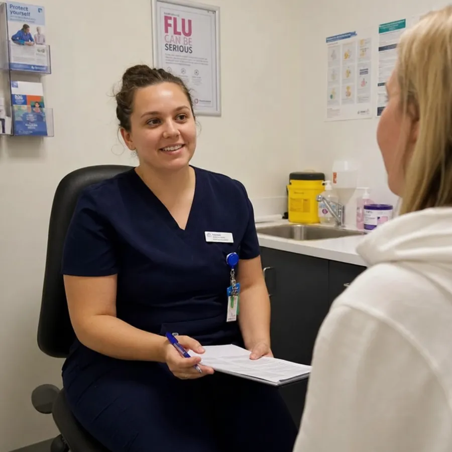 Healthcare worker in a clinic in Adelaide